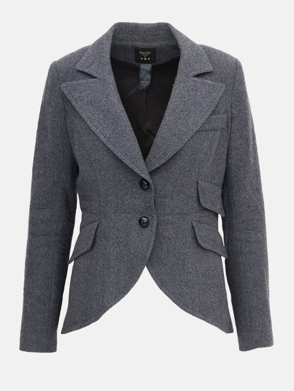 Smythe TNT Wool Equestrian Grey Peak Lapel Blazer Size 8 Limited Edition